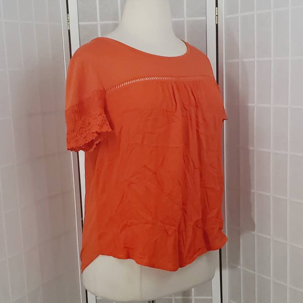 New York & Company Orange Top Shirt Size: Large - Picture 5 of 8